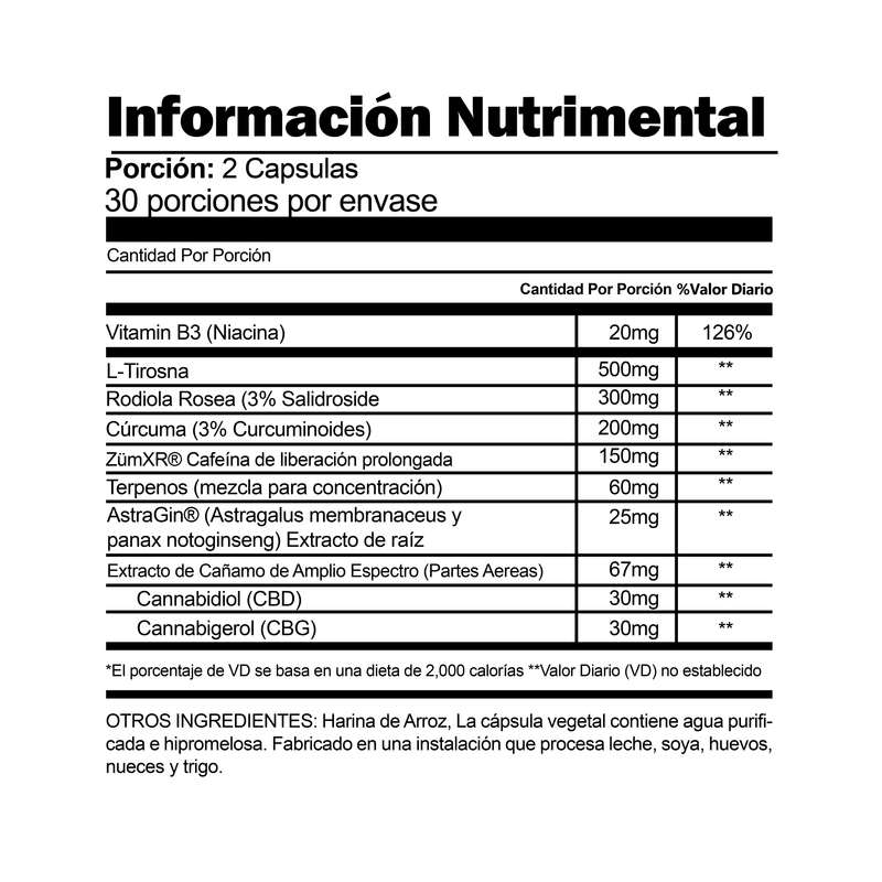 Cargar imagen en el visor de la galería, CBDfx_InformacionNutrimental_Capsules_Morning