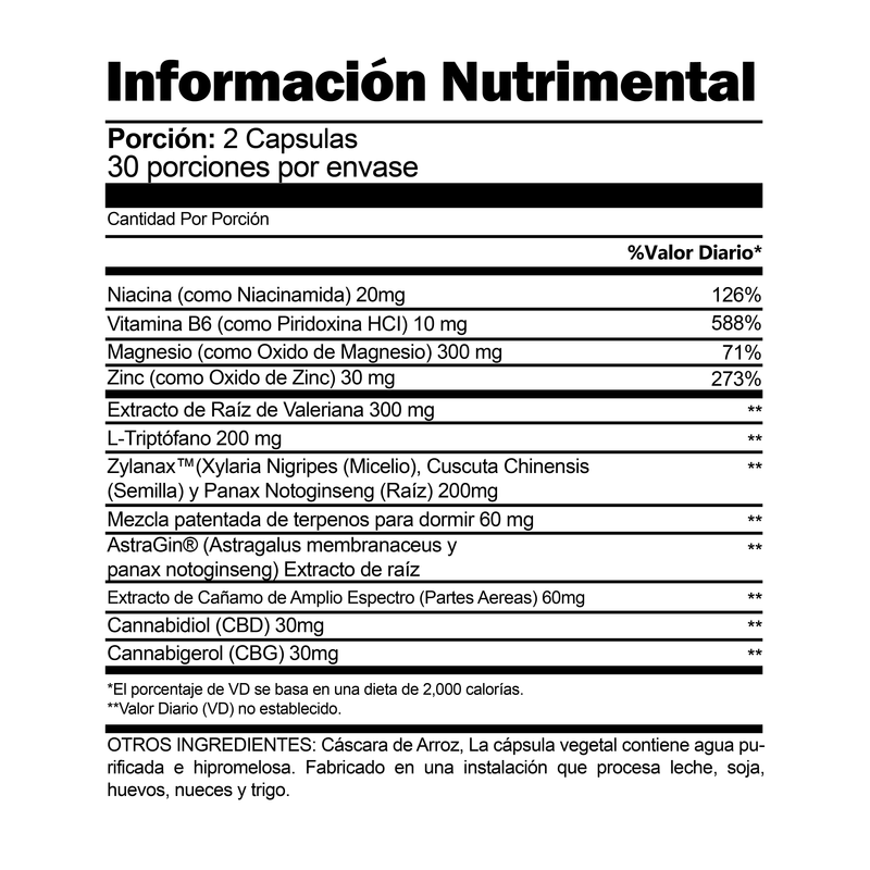 Cargar imagen en el visor de la galería, CBDfx Informacion Nutrimental Capsules Sleep