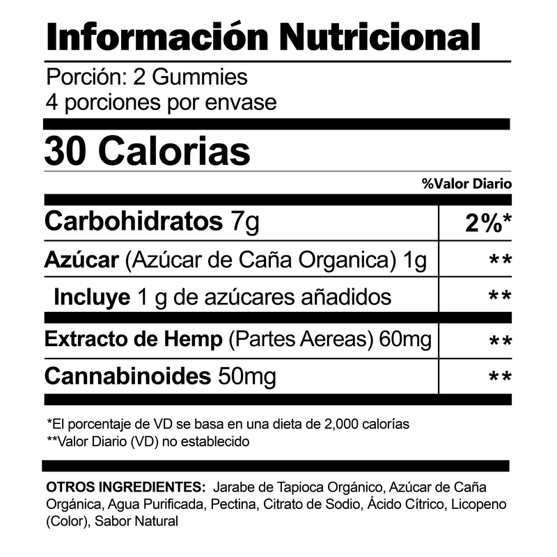 Cargar imagen en el visor de la galería, CBDfx Informacion Nutrimental Gummies Mixed Berries