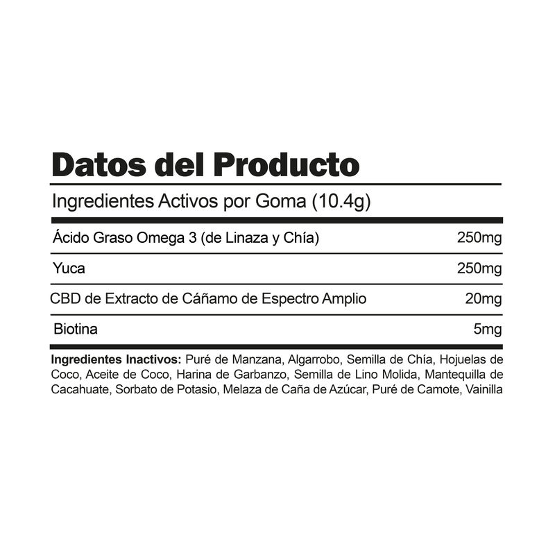 Cargar imagen en el visor de la galería, CBDfx Informacion Nutrimental Pets Hard Chews Skin Healt