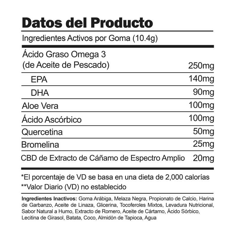 Cargar imagen en el visor de la galería, CBDfx Informacion Nutrimental Pets Soft Chews Skin Healt