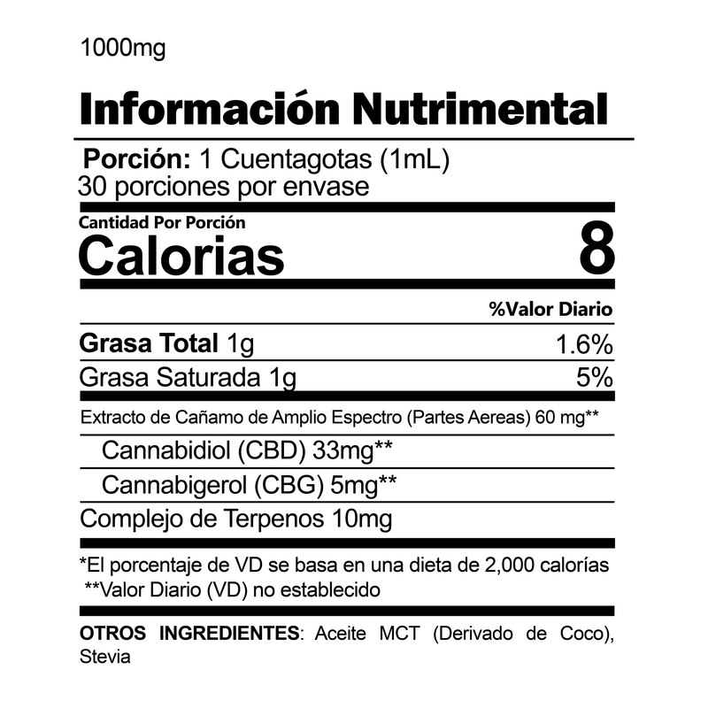 Cargar imagen en el visor de la galería, CBDfx Informacion Nutrimental Tincture_ Calming 1000mg