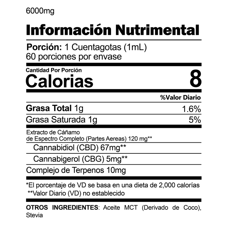 Cargar imagen en el visor de la galería, CBDfx Informacion Nutrimental Tincture Calming 6000mg